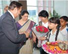 GIIS students welcoming  Mr. Chandu Borde, Vice-president GSF
