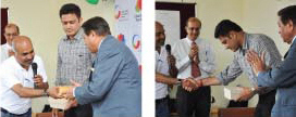 Mr. Chandu Borde and Mr. Anil Kumblebeing felicitated
