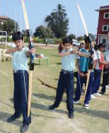 GIIS students learning to aim the target