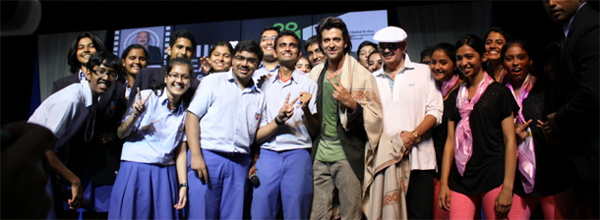 Mr Rakesh and Hrithik Roshan with GIIS students