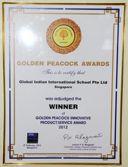Golden Peacock Award certificate