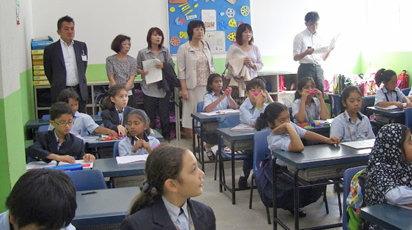 Delegates from the Association of Tokyo Boards of Education observing classroom lessons in GIIS Tokyo Campus