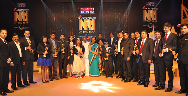 GIIS student, Aastha Chouhan (4th from left) - winner of @aps@NRI Student of the Year (Singapore)@aps@ - along with other winners of the NRI of the Year award 2013