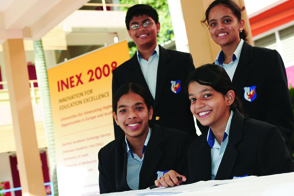 Niharika on right, sitting as Student Committee member at GIIS, 2008
