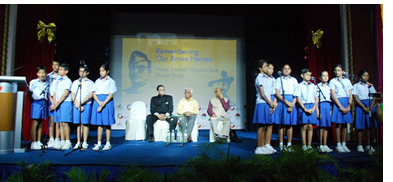 The school choir sang songs from the Indian independence movement