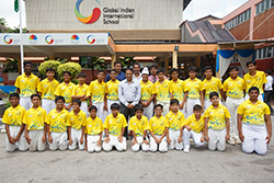 Sunil Gavaskar with GIIS Queenstown Campus U-14 and U-12 cricket teams