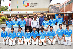 Sunil Gavaskar with GIIS East Coast Campus U-14 and U-12 cricket teams