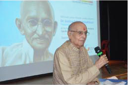 Justice Dharmadhikari speaks on teachings of Gandhiji