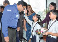 Viswanathan Anand being received with tika ceremony, welcome song