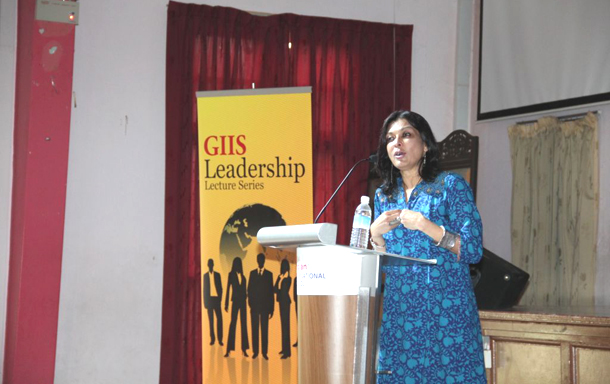 Dr Mallika Sarabhai addressing students