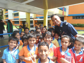 Children with the Policeman